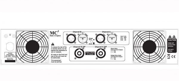 Rear panel of MC2 S-1400 amp for hire