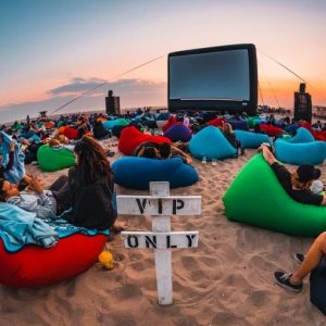Inflatable LED cinema screen and beanbag chairs package