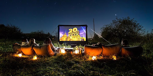 Outdoor movie screen using projector for hire