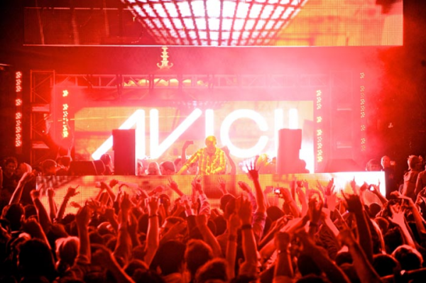 Avicii using audio and video DJ equipment hire including LED screen