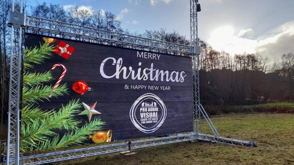 Merry Christmas banner for outdoor cinema